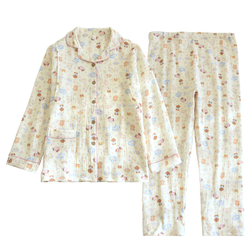 Pamučna pidžama za dojenje, s dugim rukavima, kardigan stil ovratnik, crtani štene print