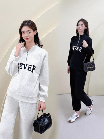 Двучастен комплект за бременни: памучна материя, 95%+ памук, текстов принт, панталони, стил японско-корейски лейфстайл