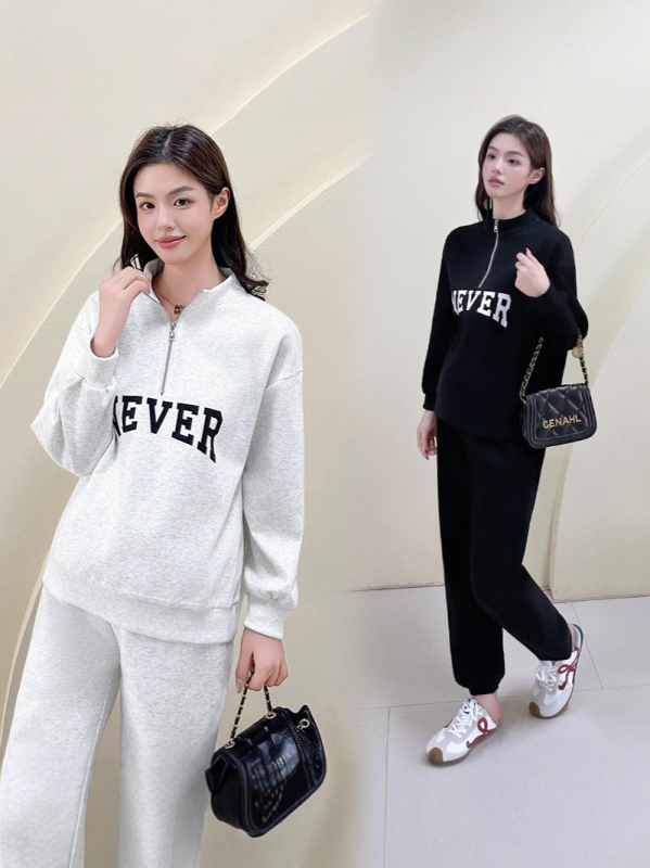 Двучастен комплект за бременни: памучна материя, 95%+ памук, текстов принт, панталони, стил японско-корейски лейфстайл