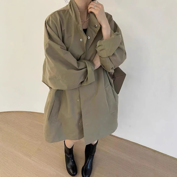 Ženska windbreaker jakna od Chenille, Spandex smjesa, jednobojni uzorak, srednja duljina, polo ovratnik