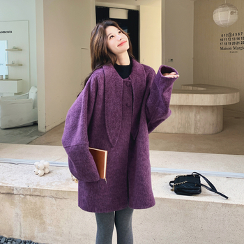 Женско двустранно вълнено палто, средна дължина, корейски стил, есен 2025 издание, вълна 50-70%, полиестер <=30%