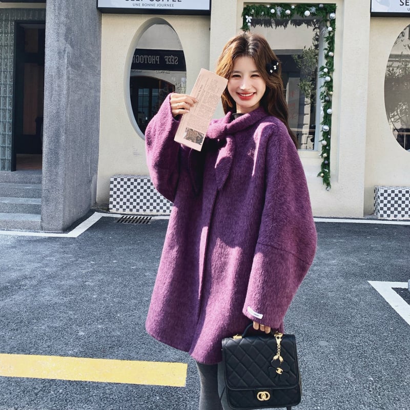 Женско двустранно вълнено палто, средна дължина, корейски стил, есен 2025 издание, вълна 50-70%, полиестер <=30%