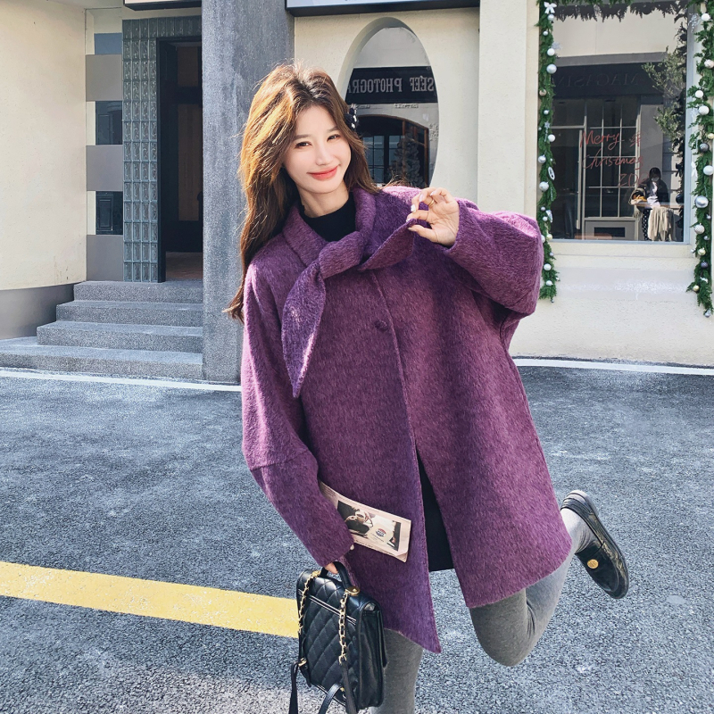 Женско двустранно вълнено палто, средна дължина, корейски стил, есен 2025 издание, вълна 50-70%, полиестер <=30%