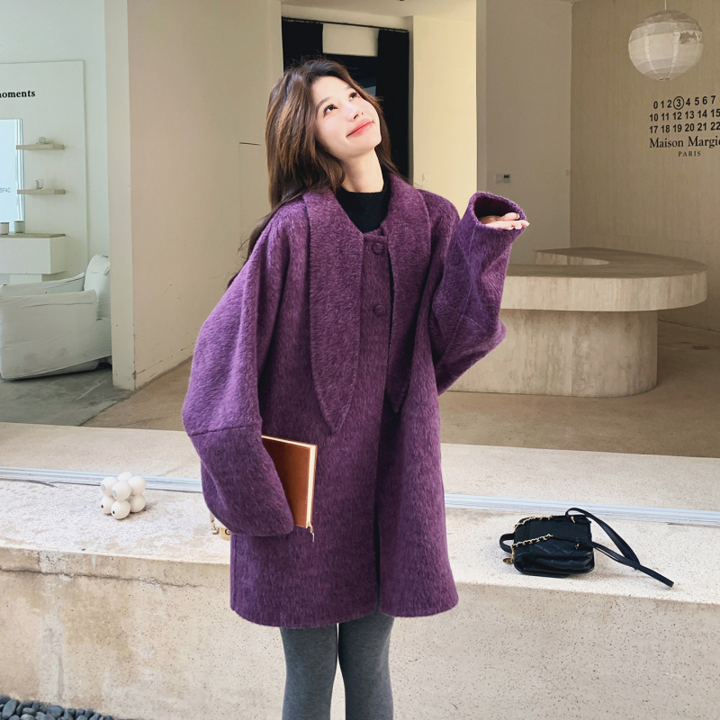 Женско двустранно вълнено палто, средна дължина, корейски стил, есен 2025 издание, вълна 50-70%, полиестер <=30%