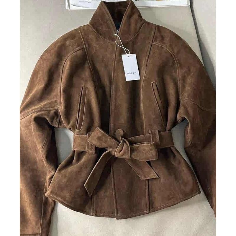 Maillard smeđa kratka jakna sa strukom, korejski stil, jedinstven i elegantan, visokokvalitetna jakna za vjetar