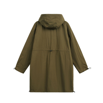 Geacă lungă anti-vânt în stil național, cu guler rever, închidere la un rând, fără glugă, căptușită cu nylon, material din amestec nylon