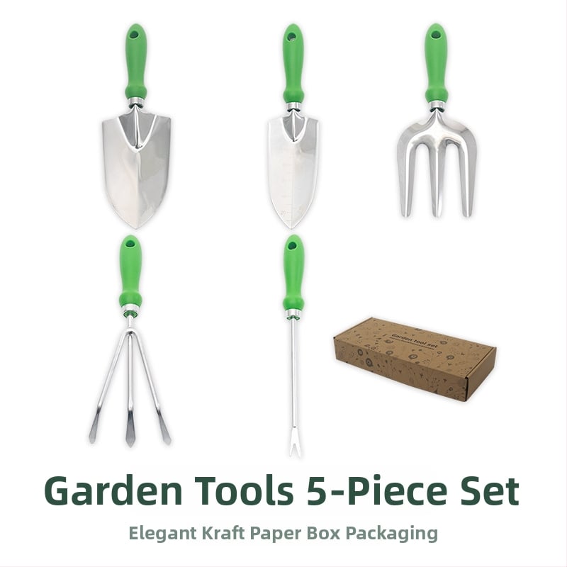 Комплект градински инструменти от неръждаема стомана, 5 части | PP + неръждаема стомана + Oxford плат | за градина и плаж