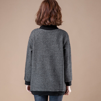 Pulover cu fleece pe interior, mărime plus, guler semi-turtleneck, model floral, croială lejeră