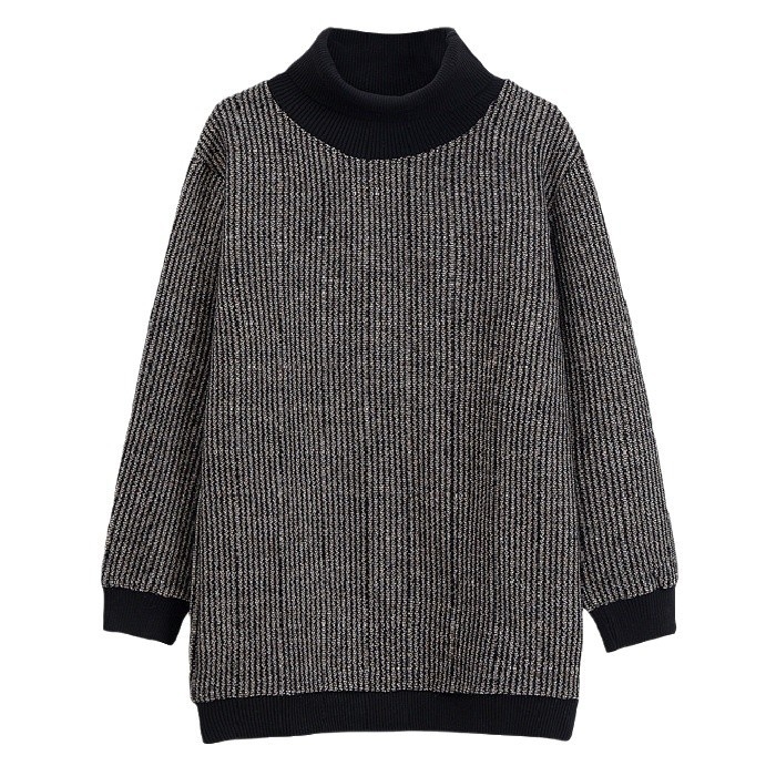 Pulover cu fleece pe interior, mărime plus, guler semi-turtleneck, model floral, croială lejeră