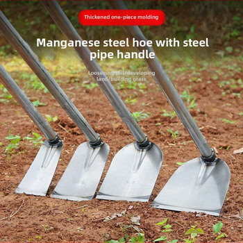 Манганова стомана мотика с заварена стоманена тръба, дълга дръжка, подходяща за засаждане на зеленчуци и оране, за копаене на бамбукови издънки