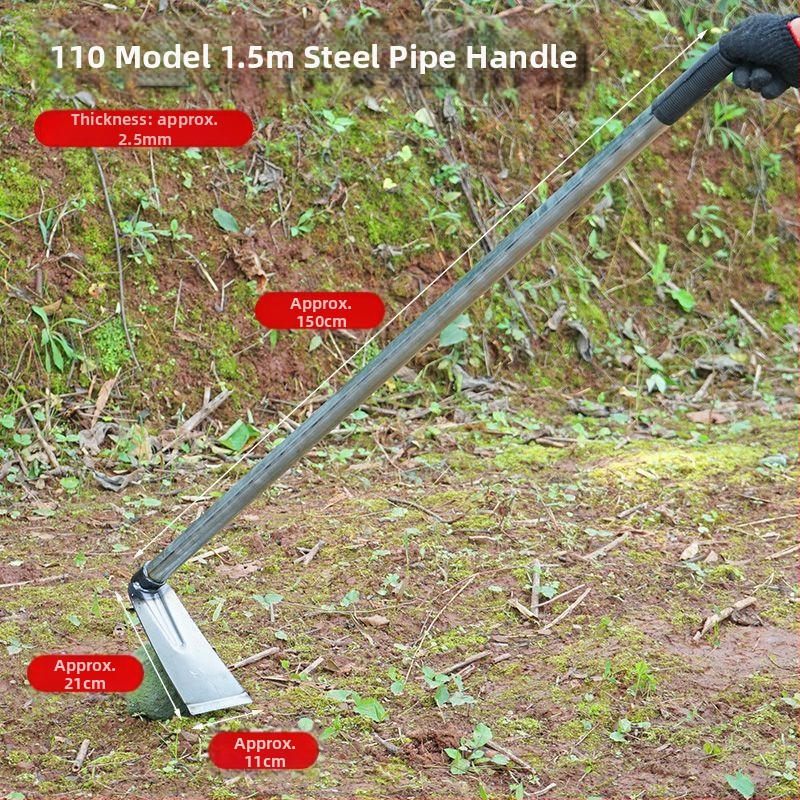 Манганова стомана мотика с заварена стоманена тръба, дълга дръжка, подходяща за засаждане на зеленчуци и оране, за копаене на бамбукови издънки
