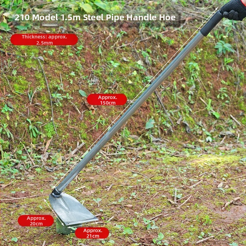 Манганова стомана мотика с заварена стоманена тръба, дълга дръжка, подходяща за засаждане на зеленчуци и оране, за копаене на бамбукови издънки
