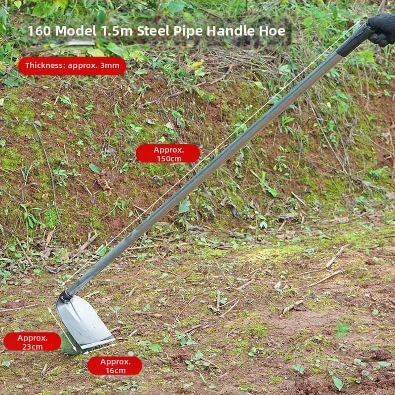 Манганова стомана мотика с заварена стоманена тръба, дълга дръжка, подходяща за засаждане на зеленчуци и оране, за копаене на бамбукови издънки