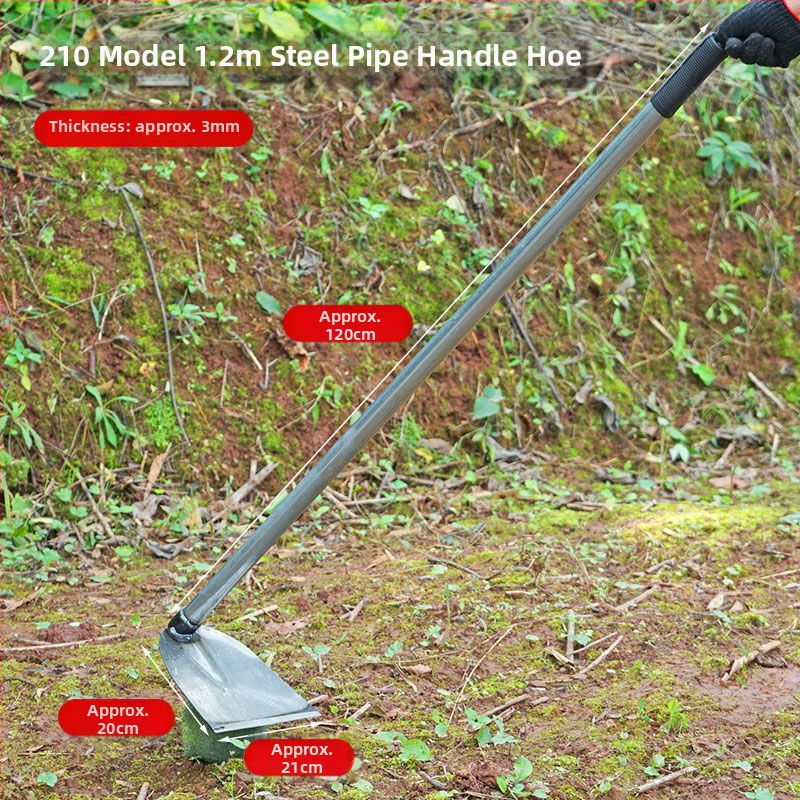Манганова стомана мотика с заварена стоманена тръба, дълга дръжка, подходяща за засаждане на зеленчуци и оране, за копаене на бамбукови издънки