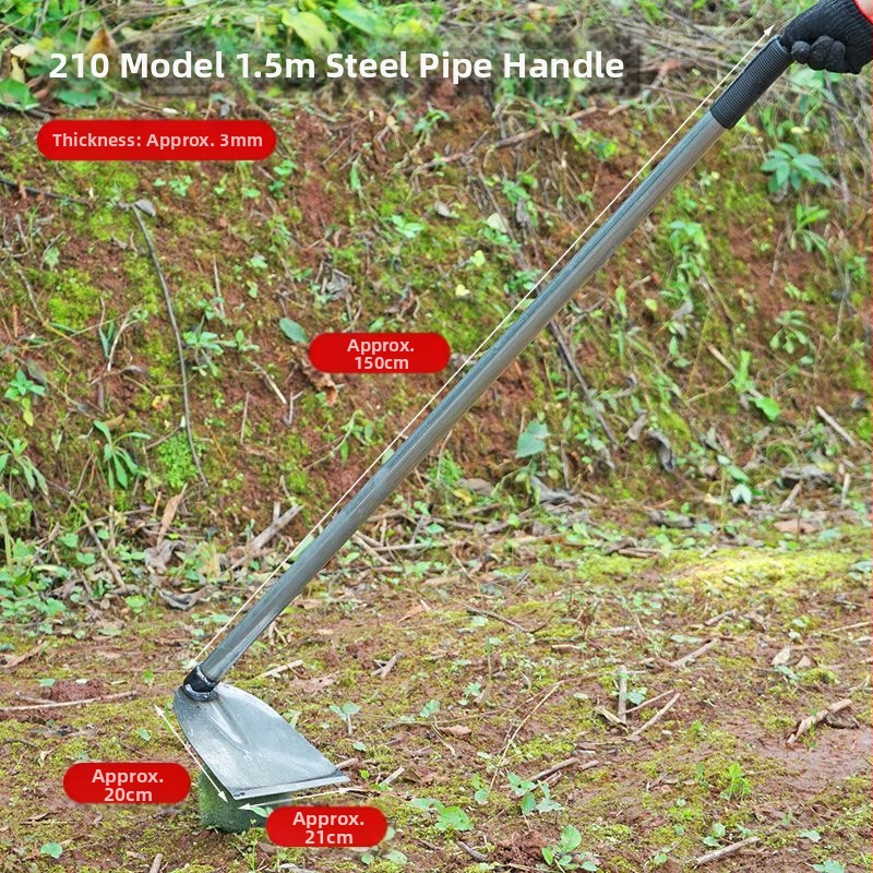 Манганова стомана мотика с заварена стоманена тръба, дълга дръжка, подходяща за засаждане на зеленчуци и оране, за копаене на бамбукови издънки