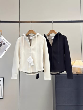 Grafenovo grijanje, uska dukserica-jakna s kapuljom i dvostrukim zatvaračem, poliester/elastan