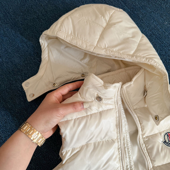 Bērnu pūkaina veste ar kapuci, korejiskais stils, rāvējslēdzējs, 95% balta pīles pūka, mīksts audums, ziemai