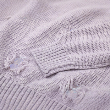 Pleten pulover s okruglim izrezom, širok kroj, dugi rukavi, jesen 2025, mješavina poliestera/nylona/akril 30%