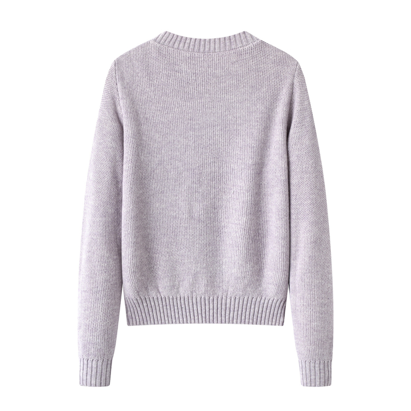 Pleten pulover s okruglim izrezom, širok kroj, dugi rukavi, jesen 2025, mješavina poliestera/nylona/akril 30%