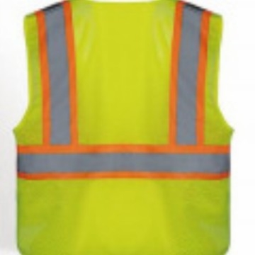 Reflektív biztonsági mellény, ANSI Class 2, hálószövet, többzseb kialakítás, amerikai-kanadai stílus.