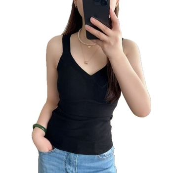 Terminio liemenė su V kaklu ir įsiūtomis krūties pagalvėlėmis, vieno sluoksnio, mišraus audinio, vidutinio svorio 181–200 g/m²