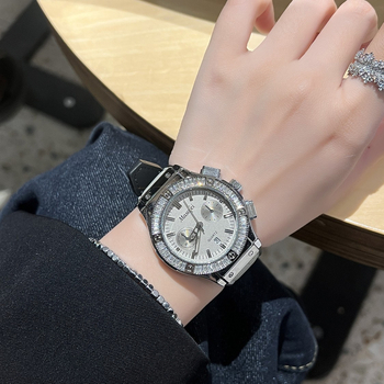 Ženski sat u luksuznom stilu s velikim brojčanikom i kalendarom, kvarcni pokret (Chenlong SL28), promjer brojčanika 38 mm, vodootpornost 30M, kožni remen