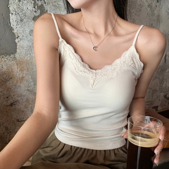 Terminė liemenė su krūties pagalvėlėmis ir nėriniu viršutiniu drabužiu, medvilnė, V formos iškirptė, 251–300 g/m2