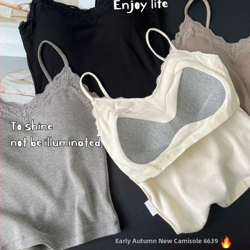 Terminė liemenė su krūties pagalvėlėmis ir nėriniu viršutiniu drabužiu, medvilnė, V formos iškirptė, 251–300 g/m2