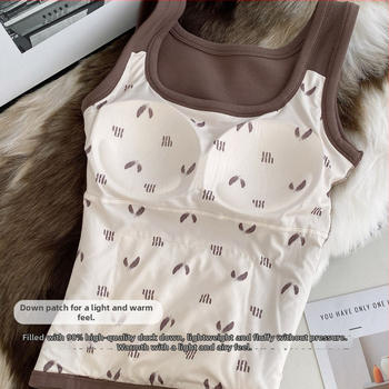 Moteriška termo liemenė su krūtinės pagalvė, dviejų sluoksnių poliesteris, velveto įdėklas, U formos kaklas, be rankovių