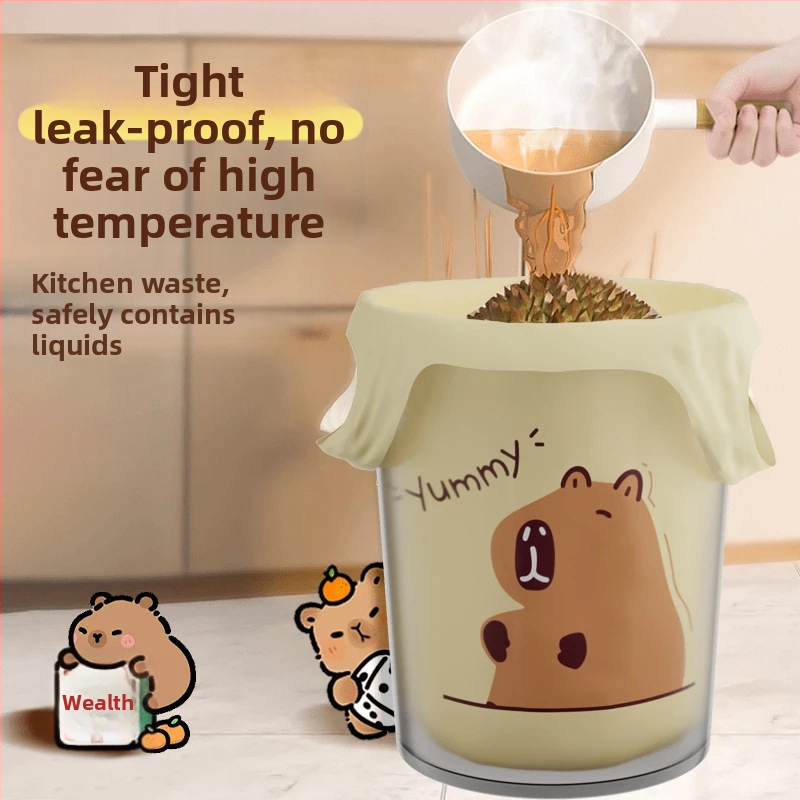 Mājas atkritumu maisiņi ar kapibaras karikatūras dizainu, liela ietilpība, drukāts logo, iespējama pielāgošana