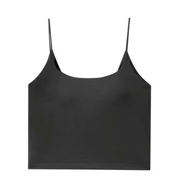 Camisolă scurtă de vară cu spate în formă de U, cu pernuțe de sân încorporate, fără sârmă, croială dintr‑o bucată, bretele subțiri