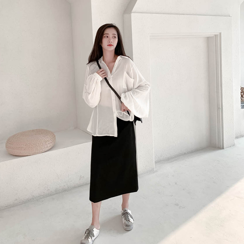 Φούστα εγκύων σε Α-γραμμή από πλεκτό βαμβάκι με καρό, midi μήκος