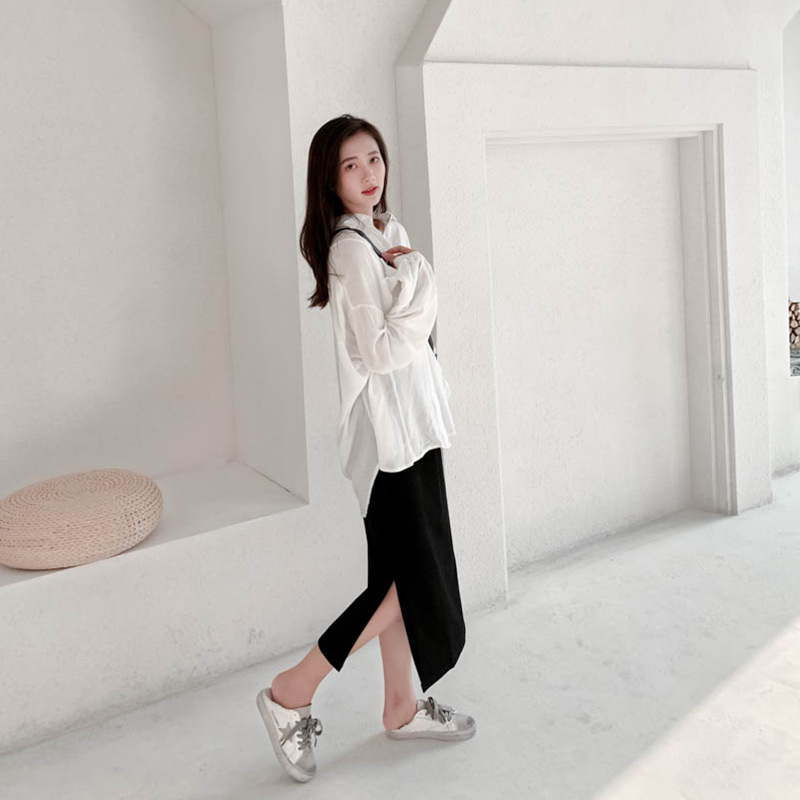 Φούστα εγκύων σε Α-γραμμή από πλεκτό βαμβάκι με καρό, midi μήκος