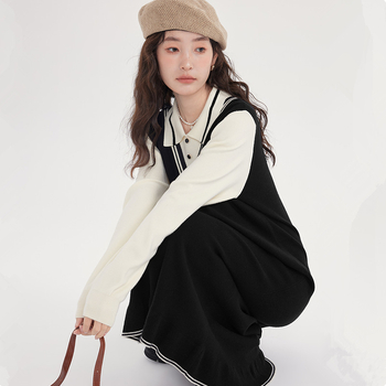 Πλεκτό φόρεμα θηλασμού για φθινόπωρο-χειμώνα, μακριά μανίκια, με άνοιγμα θηλασμού, Α-γραμμή, μήκος midi, στυλ ιαπωνοκορεατικό