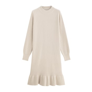 Rochie de alăptat postnatală, tricotată, în stil street, siluetă sirenă, guler rotund, mâneci lungi, lungime midi, toamna 2025