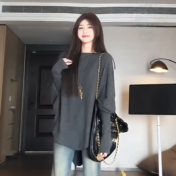 Nėščiųjų megztinis su gobtuvu, batwing rankovėmis, laisvas kirpimas, rudens–žiemos sezonas, vienos spalvos