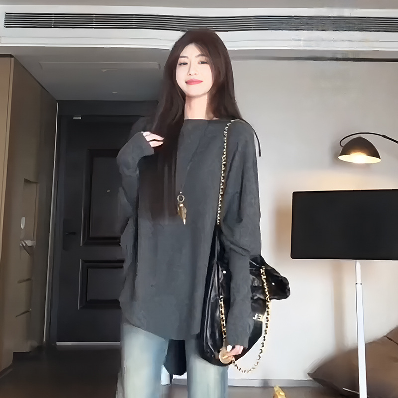 Nėščiųjų megztinis su gobtuvu, batwing rankovėmis, laisvas kirpimas, rudens–žiemos sezonas, vienos spalvos