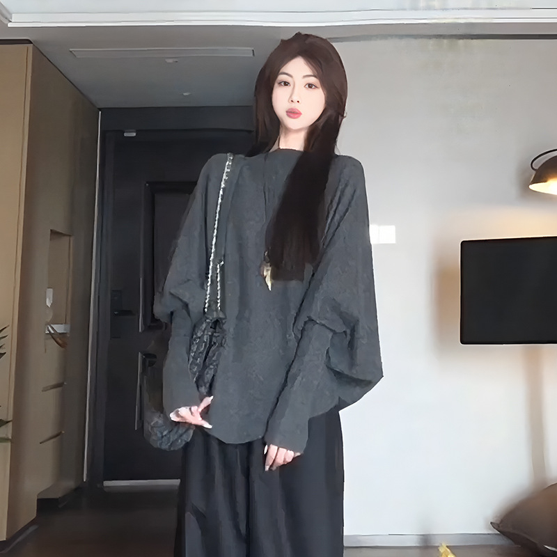 Nėščiųjų megztinis su gobtuvu, batwing rankovėmis, laisvas kirpimas, rudens–žiemos sezonas, vienos spalvos