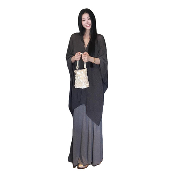 Trudnički set za proljeće-ljeto 2025: pleteni kardigan i haljina na trakice, francuski stil visoke klase