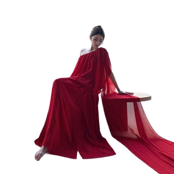 Rochie chiffon lungă, în linie A, fără mâneci, stil camisole, talie înaltă