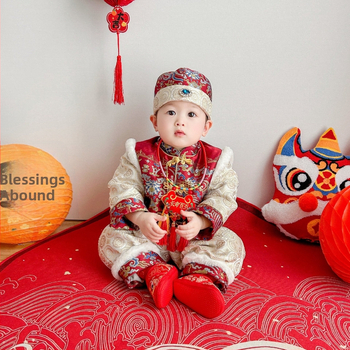 Kūdikių Kinijos Tang komplektas - Viskozė 65% - Brokado džakardas - Poliesterio įdėklas - Amžiaus grupei 1–3 metai