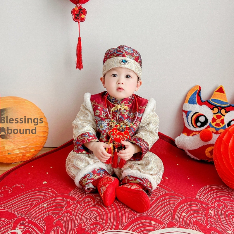 Kūdikių Kinijos Tang komplektas - Viskozė 65% - Brokado džakardas - Poliesterio įdėklas - Amžiaus grupei 1–3 metai