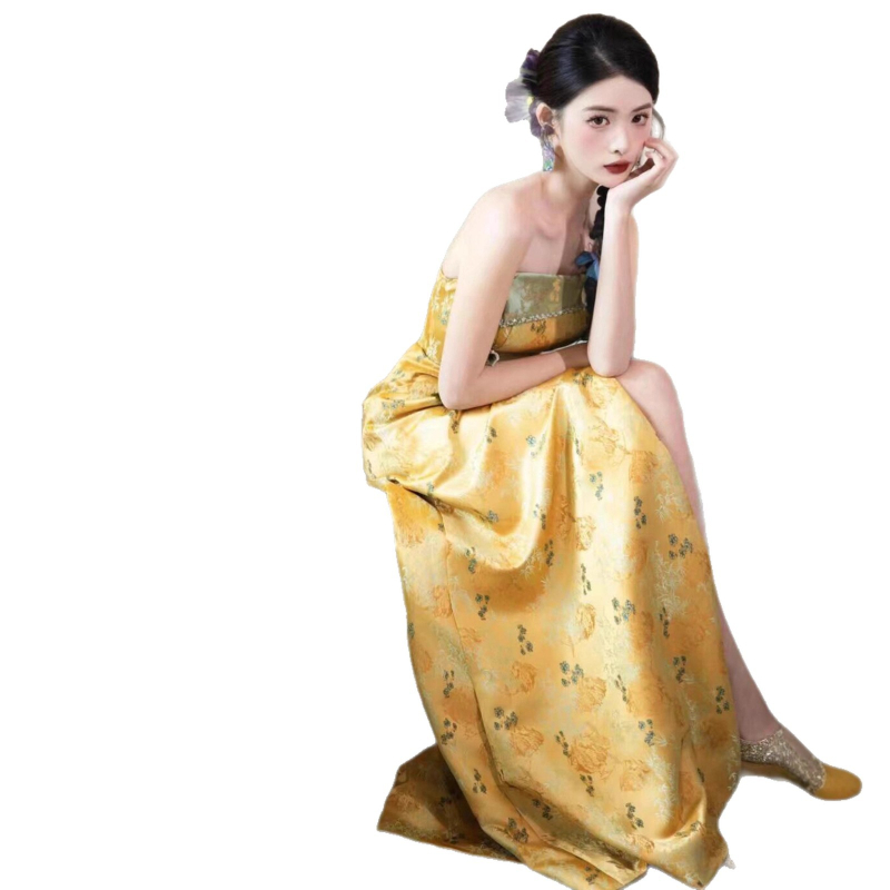 Rochie de mireasă fără bretele, cu bustieră tip tub, fustă lungă, talie medie, poliester 50–70%