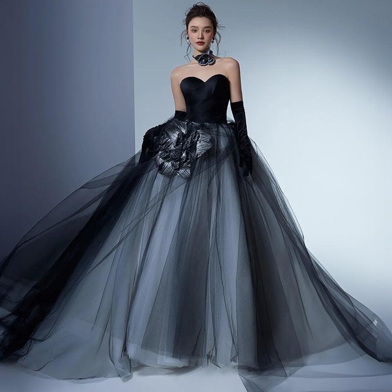 Rochie de mireasă fără bretele, cu fustă tutu și strat de plasă, în stil Mori, poliester, primăvara 2024