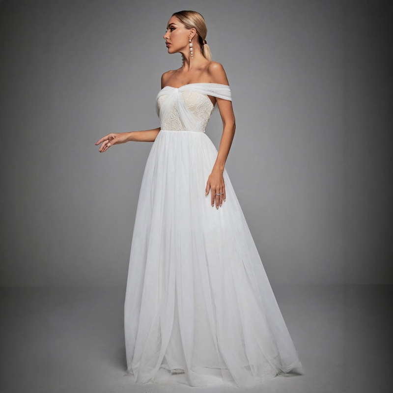 Egyvállas ujjatlan estélyi ruha, A‑vonalú, hosszú, középmagas derékkal, poliészter 95%+, nyár 2024, vállalati rendezvényre