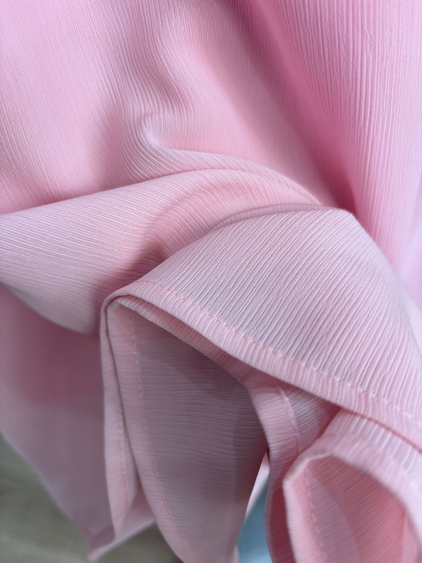 Hímzett chiffon ruha, A-vonalú, U-nyakkal, 3D hatás