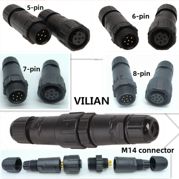 M14 водоустойчив авиационен конектор — щепсел и гнездо, 2–8 полюса, 220V, AC/DC интерфейс, медни контакти