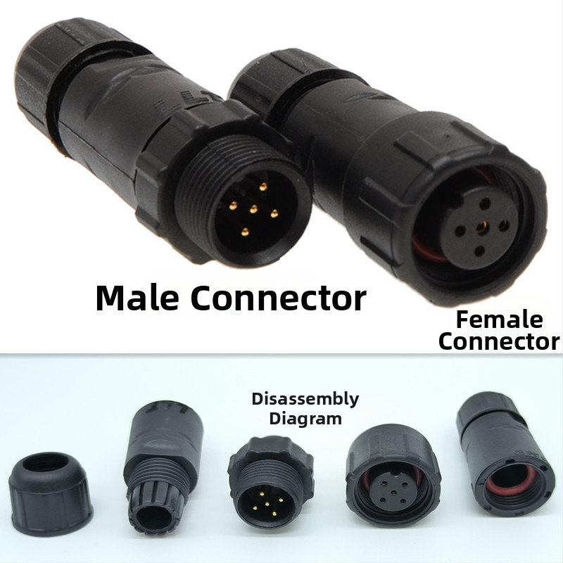 M14 водоустойчив авиационен конектор — щепсел и гнездо, 2–8 полюса, 220V, AC/DC интерфейс, медни контакти