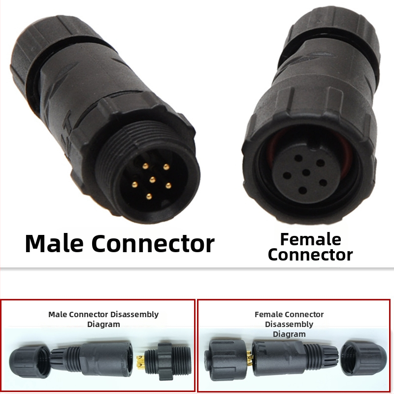 M14 водоустойчив авиационен конектор — щепсел и гнездо, 2–8 полюса, 220V, AC/DC интерфейс, медни контакти