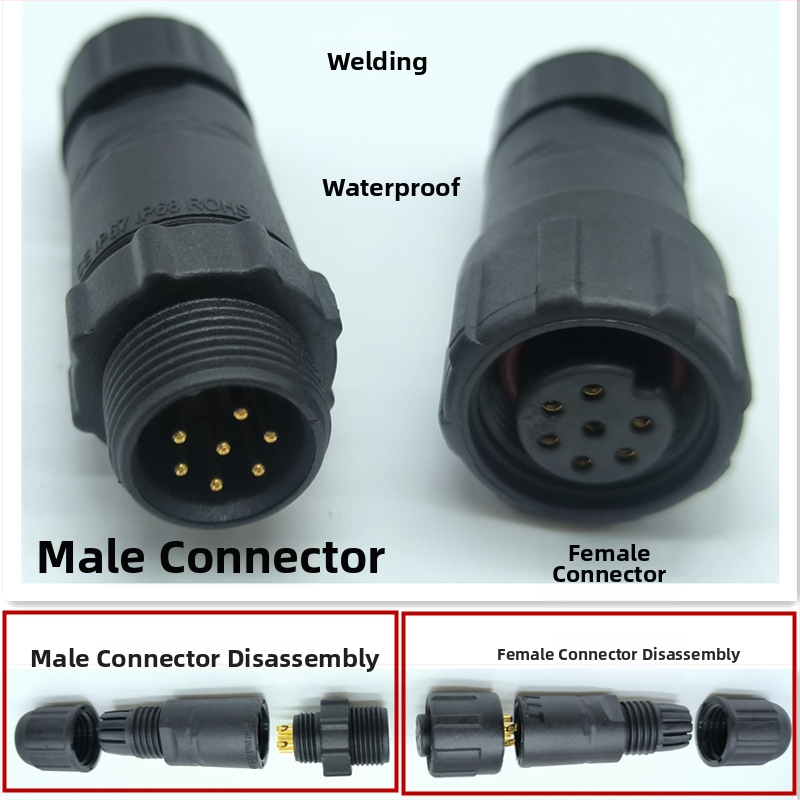 M14 водоустойчив авиационен конектор — щепсел и гнездо, 2–8 полюса, 220V, AC/DC интерфейс, медни контакти